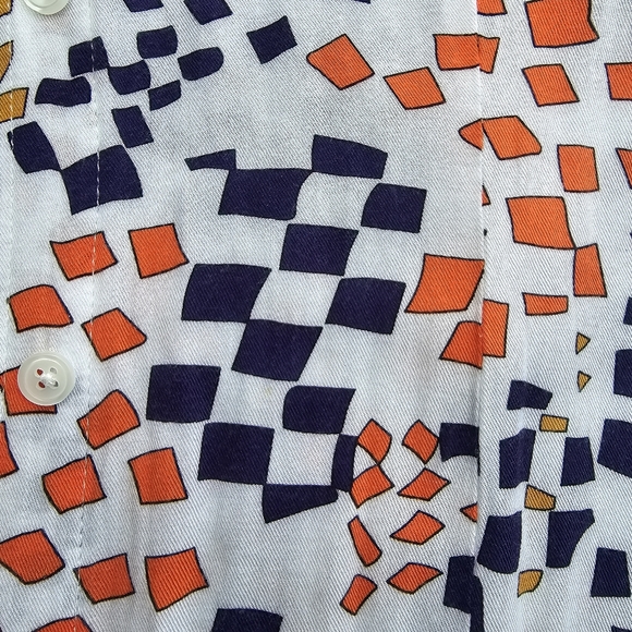 CAbi Grand Prix Geometric Print Button Dow Blouse Sz S - Picture 8 of 9